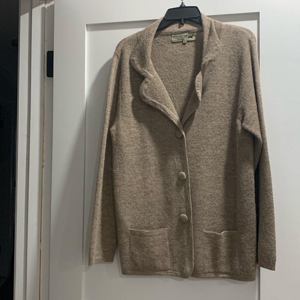 PERUVIAN LINK 100% Alpaca Cardigan Sweater - oatmeal / tan Sweater